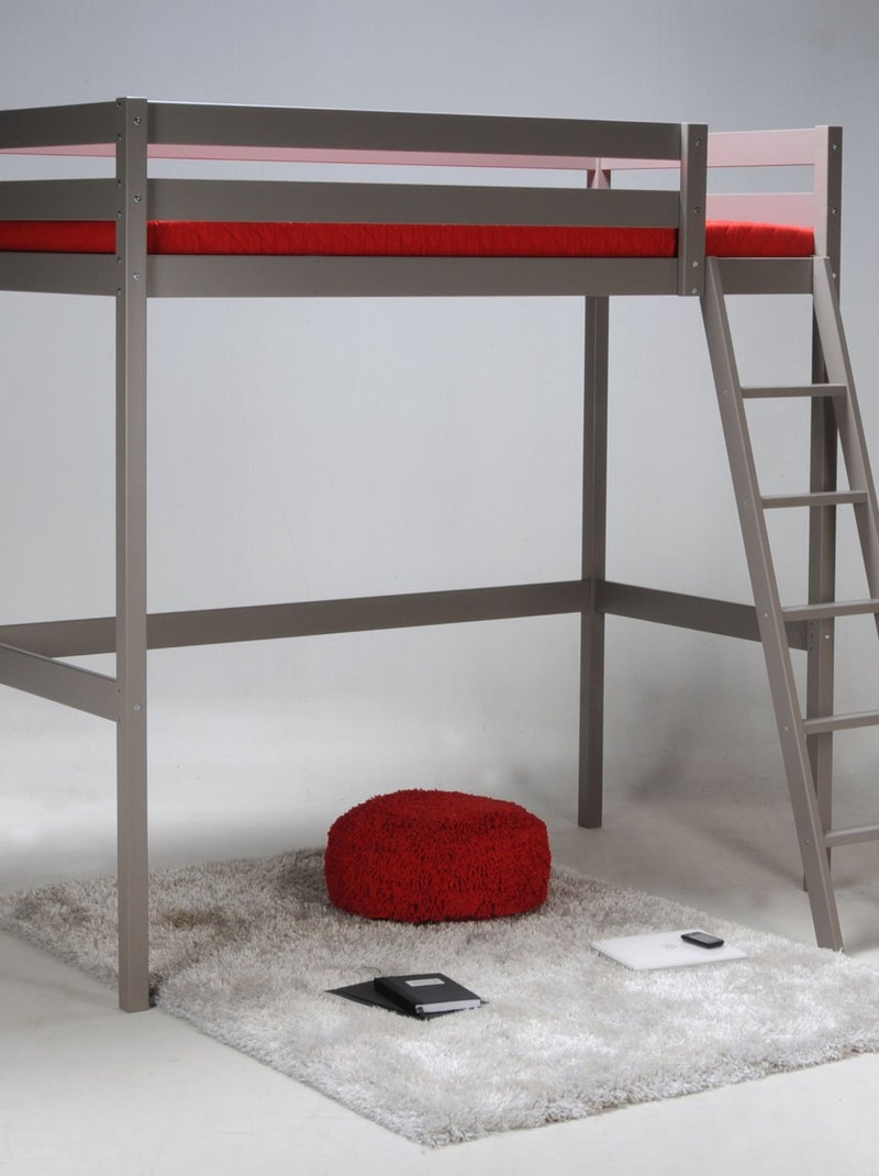 Lit mezzanine en bois massif Gris - Kiabi