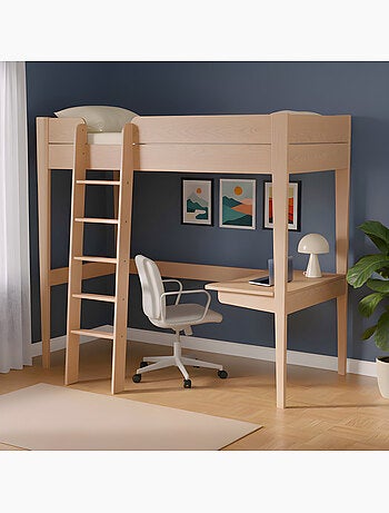 Lit mezzanine en hêtre massif ARMAND