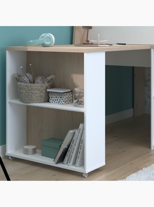 Lit mezzanine enfant bois avec bureau escamotable et rangements - Kiabi