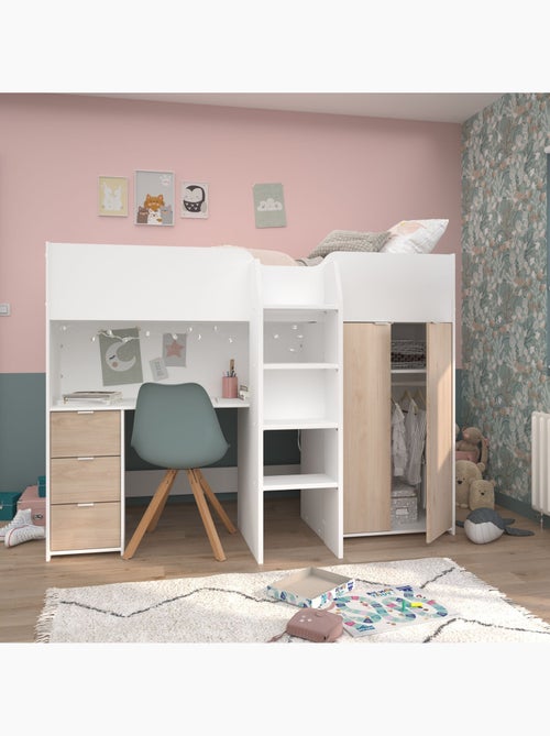 Lit mezzanine enfant en bois avec bureau et rangements - Kiabi Lit mezzanine enfant en bois avec bureau et rangements - Kiabi