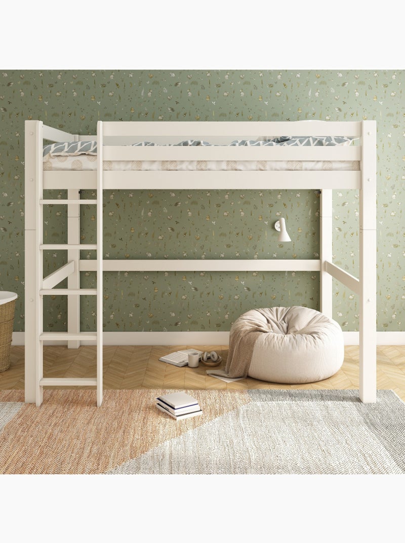 Lit mezzanine extra-solide en bois massif  HERCULE Blanc - Kiabi