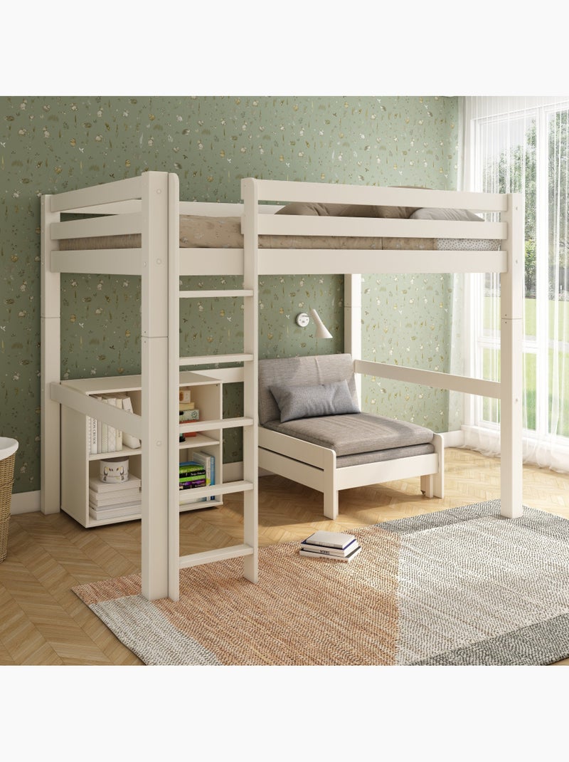 Lit mezzanine extra-solide en bois massif  HERCULE Blanc - Kiabi