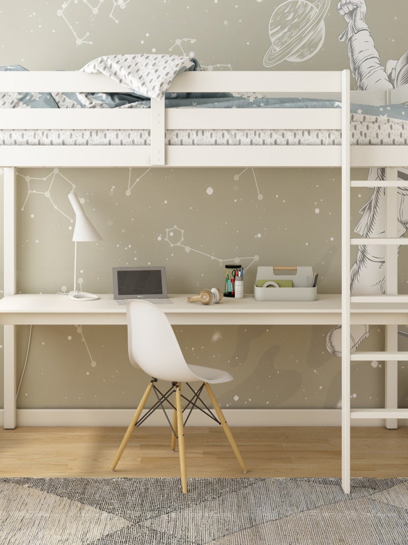Lit mezzanine pin massif  ARTHUR Blanc - Kiabi
