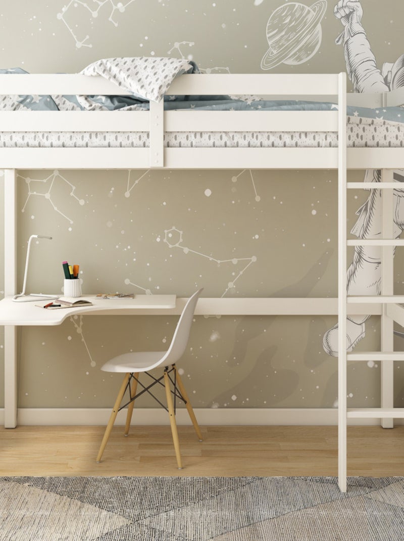 Lit mezzanine pin massif  ARTHUR Blanc - Kiabi