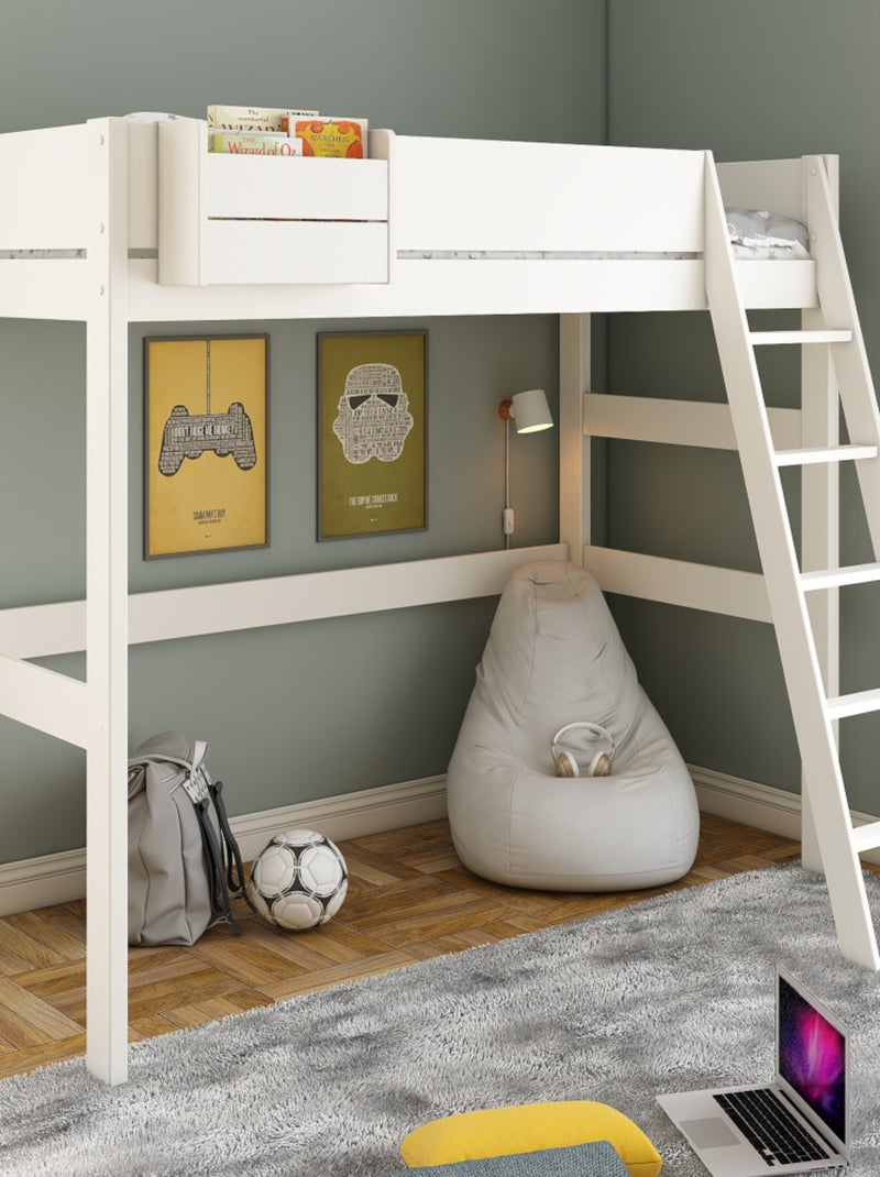 Lit mezzanine pin massif  COLETTE Blanc - Kiabi