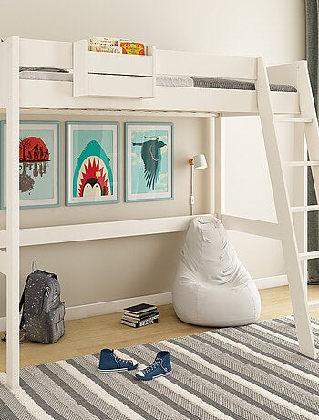 Lit mezzanine pin massif EDOUARD