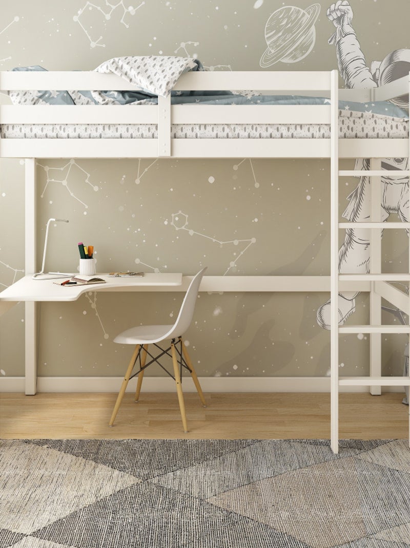 Lit mezzanine pin massif  ISIDORE Blanc - Kiabi