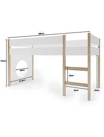 Lit mezzanine pour enfant YappyGrott 90x200cm