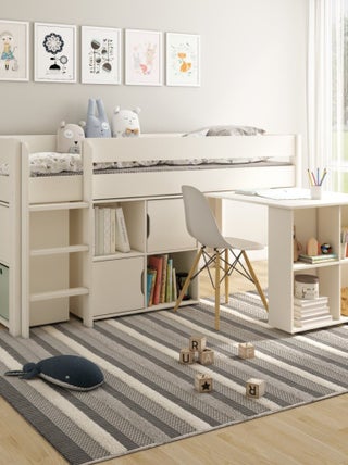 Lit mi-hauteur avec bureau et rangements pin massif  ARTHUR