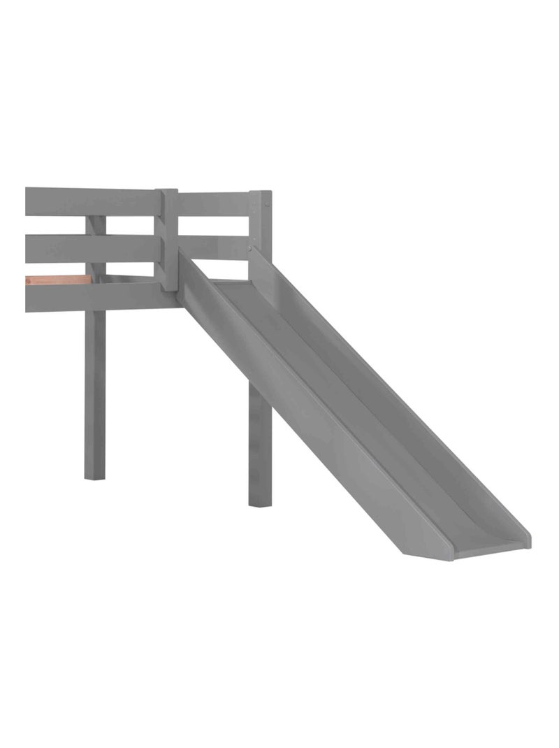 Lit mi hauteur avec toboggan en bois massif Gris - Kiabi