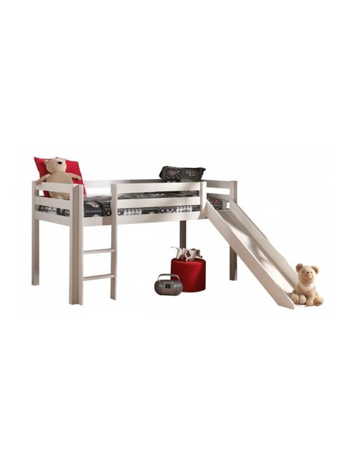 Lit mi-hauteur avec toboggan en pin massif  ARMANCE & FAUSTIN - Kiabi