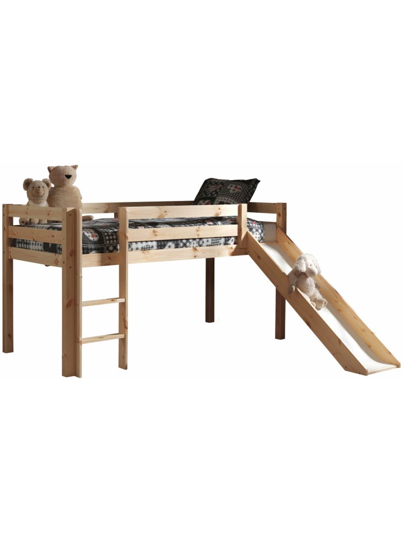 Lit mi-hauteur avec toboggan en pin massif naturel  ARMANCE & FAUSTIN Bois naturel - Kiabi