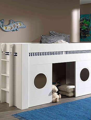 Lit mi hauteur cabine en bois