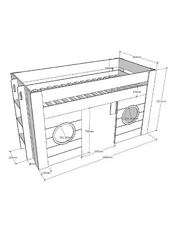 Lit mi hauteur cabine en bois