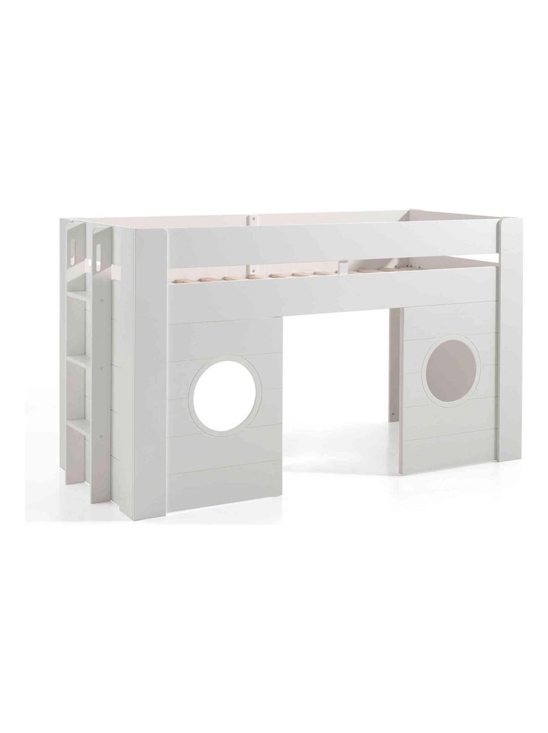 Lit mi hauteur cabine en bois Blanc - Kiabi