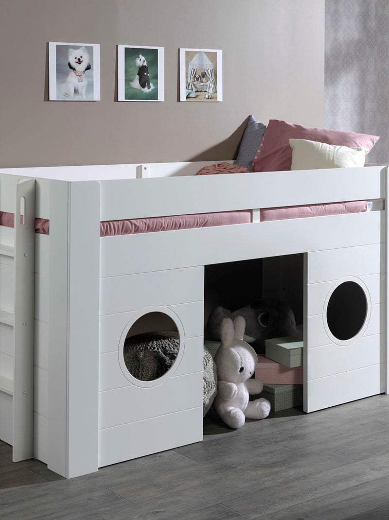 Lit mi hauteur cabine en bois Blanc - Kiabi