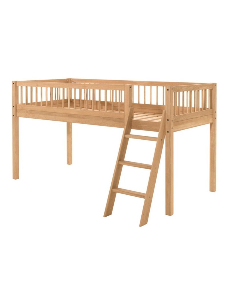 Lit mi-hauteur en chêne massif  ROMANE Bois naturel - Kiabi