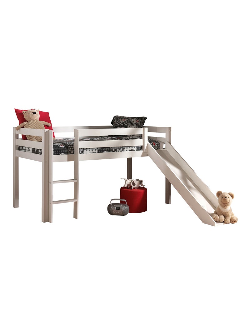 Lit mi hauteur en pin massif avec toboggan intégré Blanc - Kiabi
