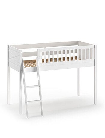 Lit mi-hauteur en pin massif et imitation bois AXEL