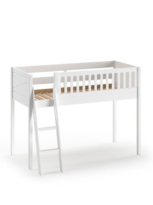 Lit mi-hauteur en pin massif et imitation bois  AXEL - Kiabi