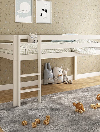 Lit mi-hauteur pin massif naturel ISIDORE