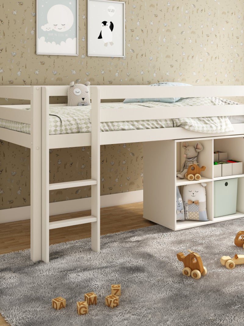 Lit mi-hauteur pin massif  ISIDORE Blanc - Kiabi