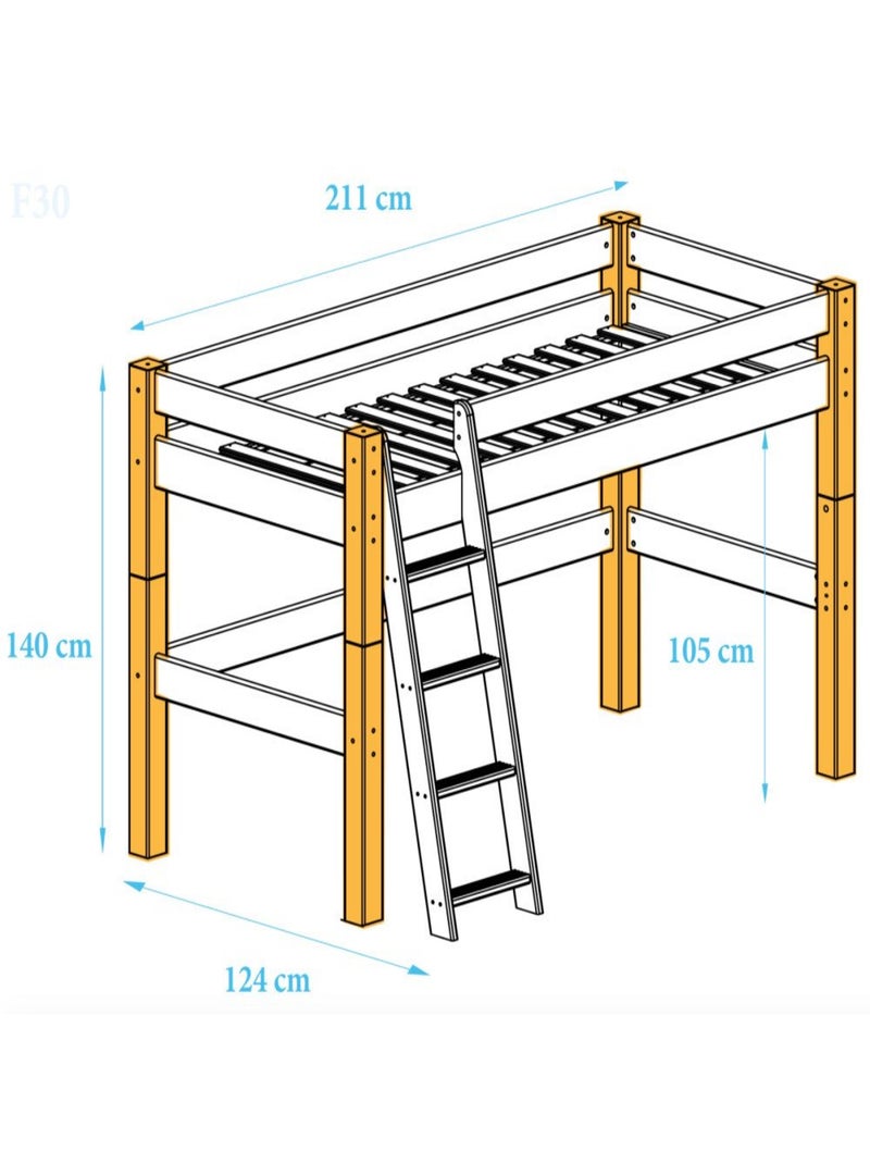 Lit mi-hauteur pin massif  LILJA Blanc - Kiabi