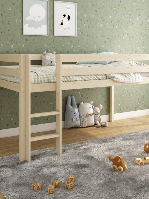 Lit mi-hauteur pin massif naturel  ISIDORE - Kiabi