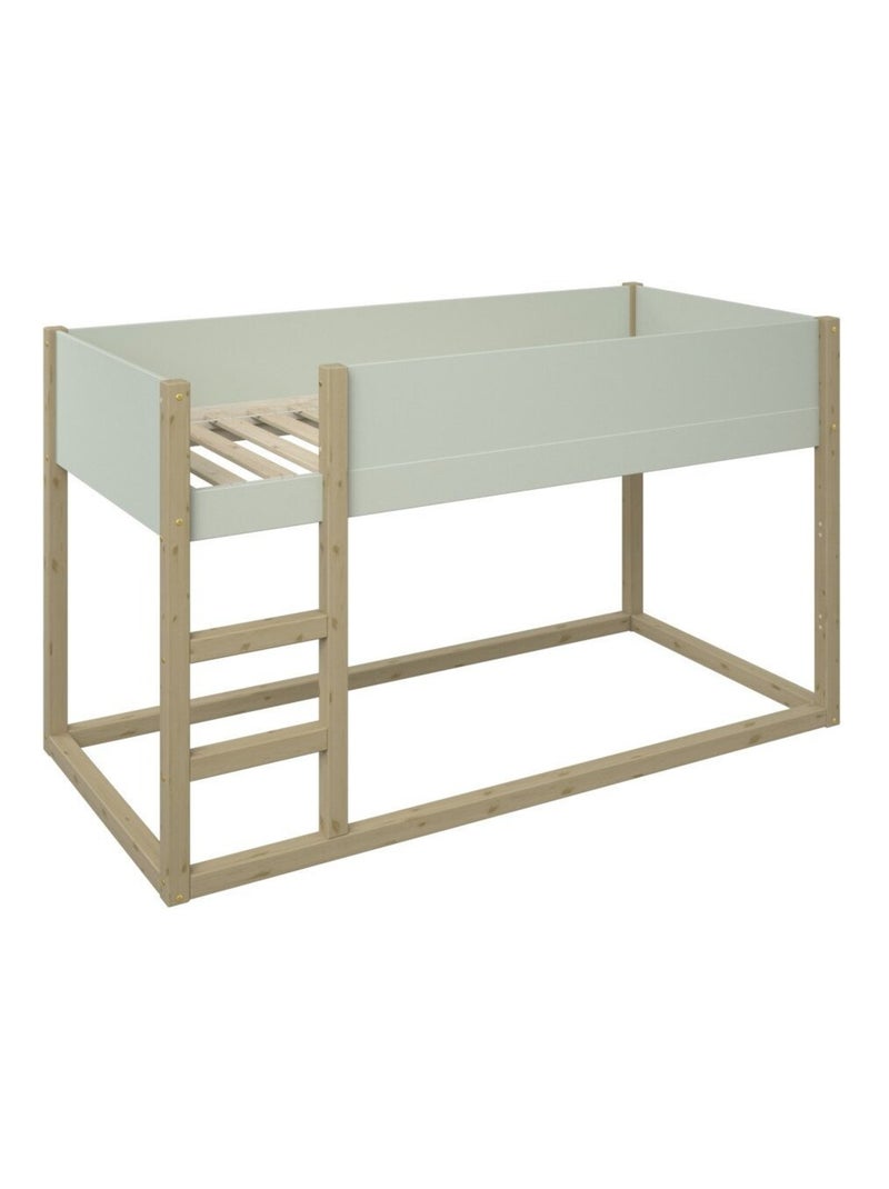 Lit mi-hauteur réversible pin massif CHARLIE Vert/Bois - Kiabi