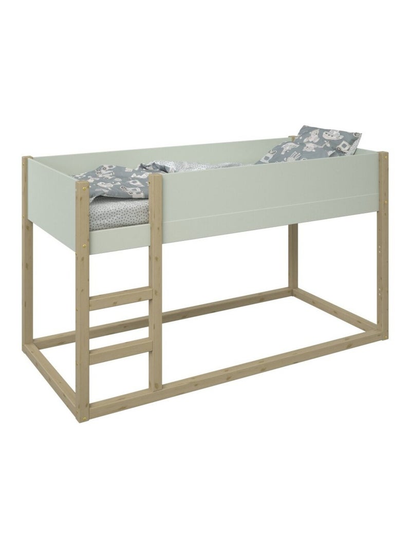 Lit mi-hauteur réversible pin massif CHARLIE Vert/Bois - Kiabi