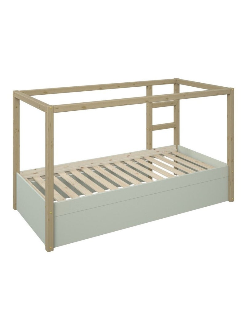 Lit mi-hauteur réversible pin massif CHARLIE Vert/Bois - Kiabi