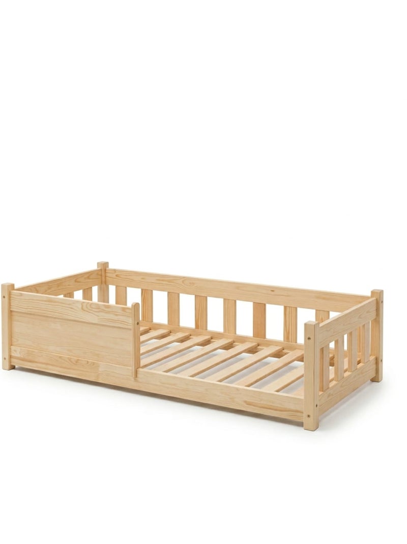 Lit montessori enfant cp mila 90×200 cm pin massif Marron - Kiabi