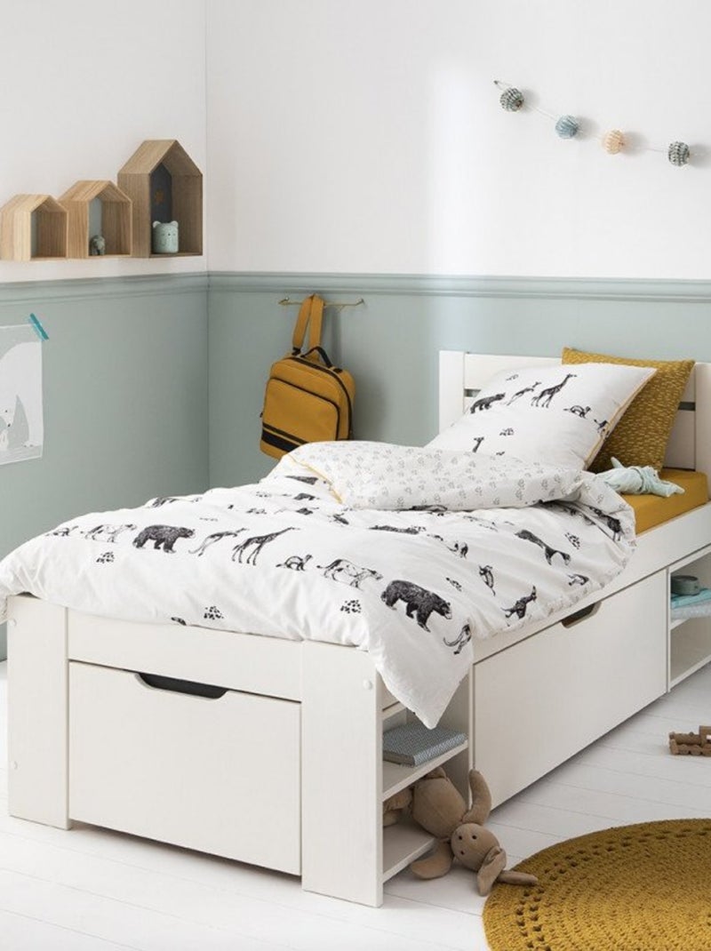 Lit multi-rangements pin massif  ARTHUR Blanc - Kiabi