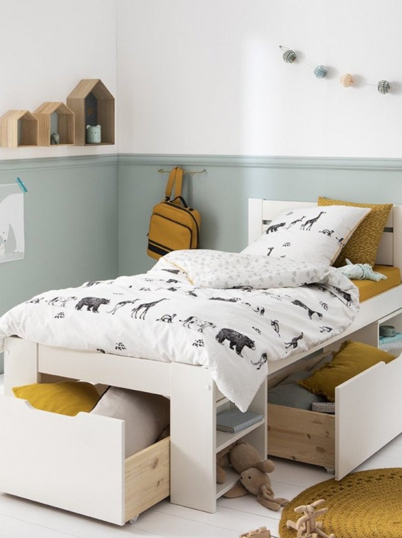 Lit multi-rangements pin massif  ARTHUR Blanc - Kiabi