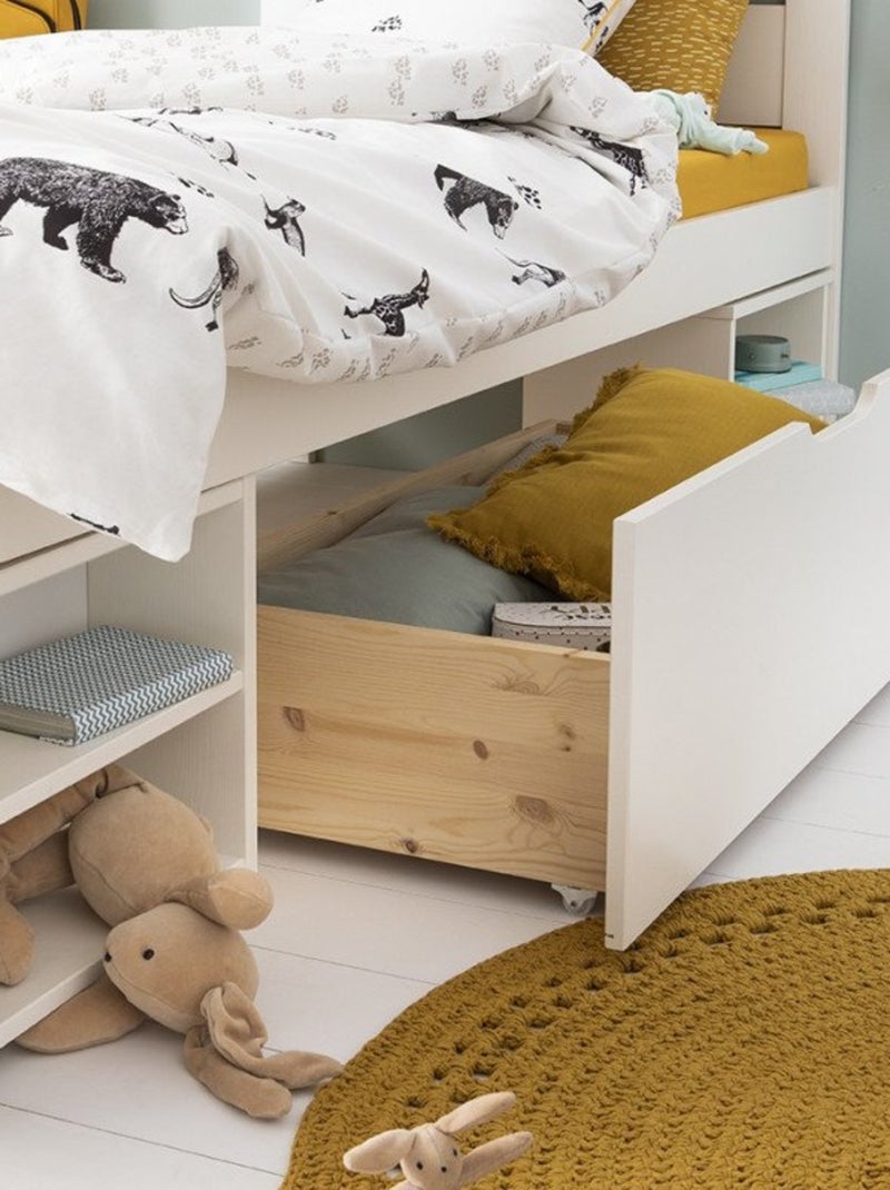 Lit multi-rangements pin massif  ARTHUR Blanc - Kiabi