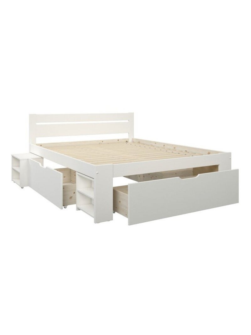 Lit multi-rangements pin massif  ARTHUR Blanc - Kiabi