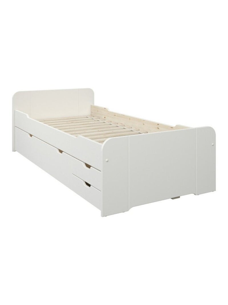 Lit multi-rangements pin massif  BASILE Blanc - Kiabi