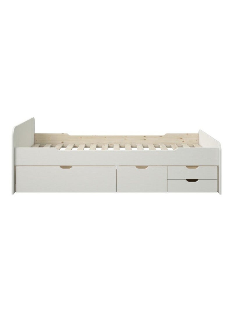 Lit multi-rangements pin massif  BASILE Blanc - Kiabi