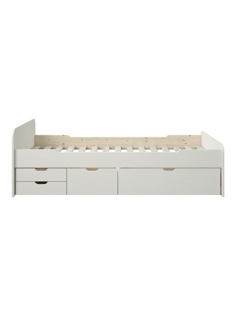 Lit multi-rangements pin massif  BASILE Blanc - Kiabi