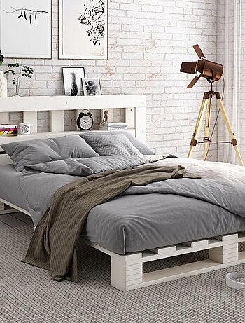 Lit palette avec tête de lit pin massif SIMÉON