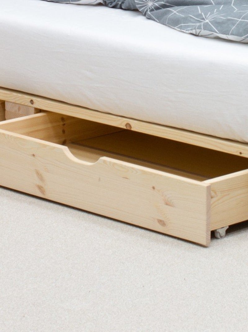 Lit palette avec tête de lit pin massif  SIMÉON Bois naturel - Kiabi