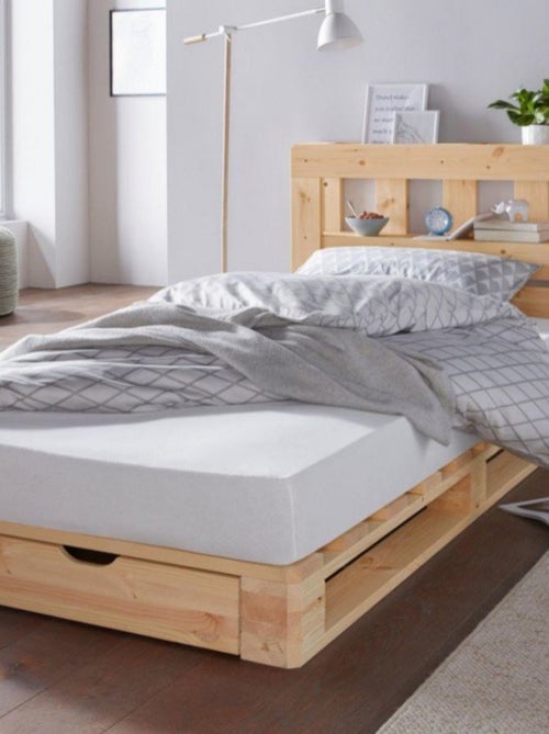 Lit palette avec tête de lit pin massif  SIMÉON - Kiabi