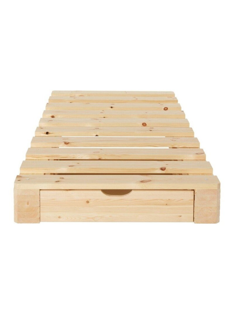 Lit palette avec tête de lit pin massif  SIMÉON Bois naturel - Kiabi