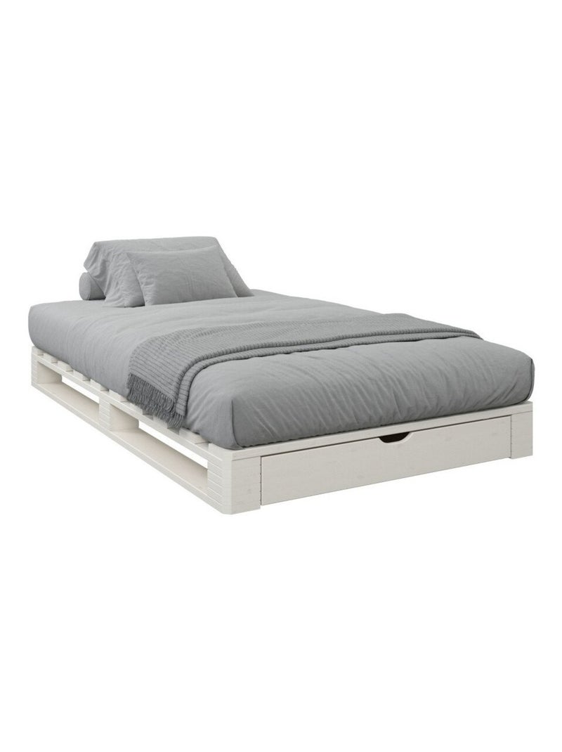 Lit palette pin massif  SIMÉON Blanc - Kiabi