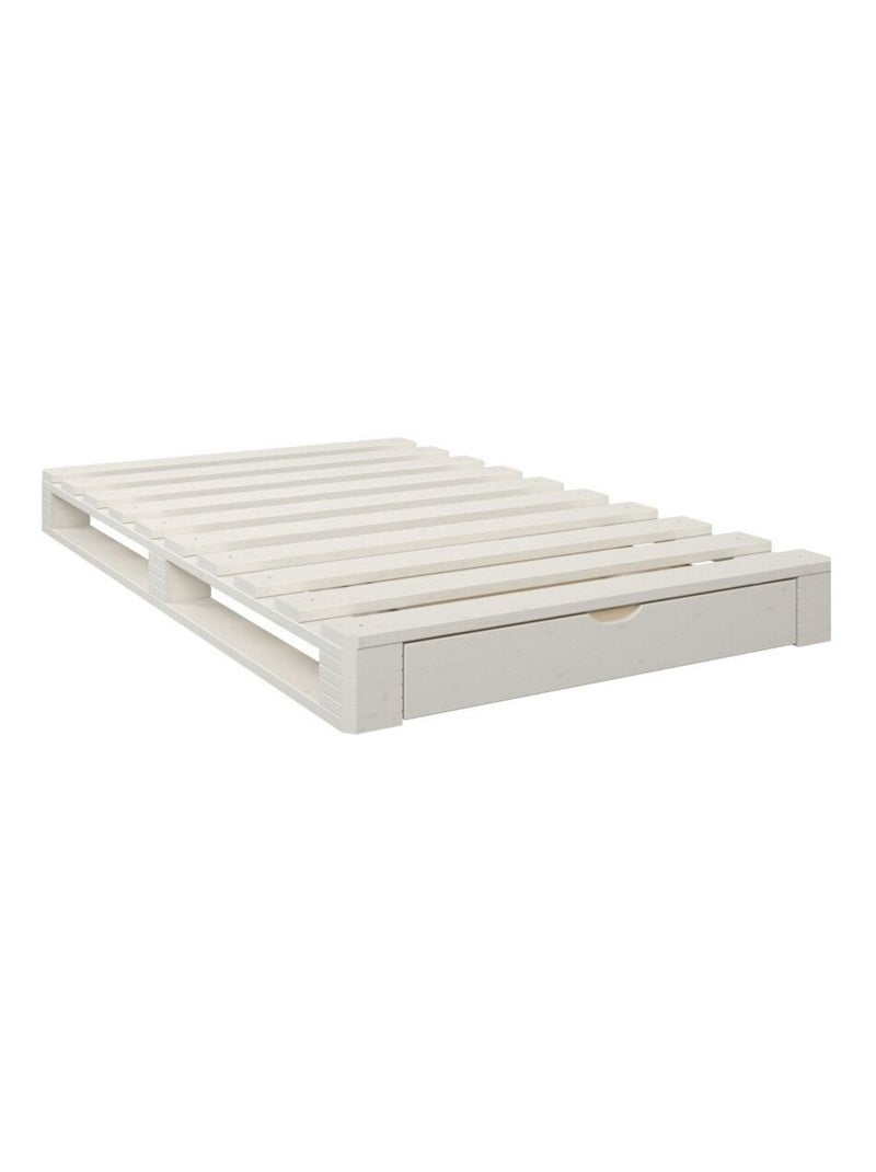 Lit palette pin massif  SIMÉON Blanc - Kiabi