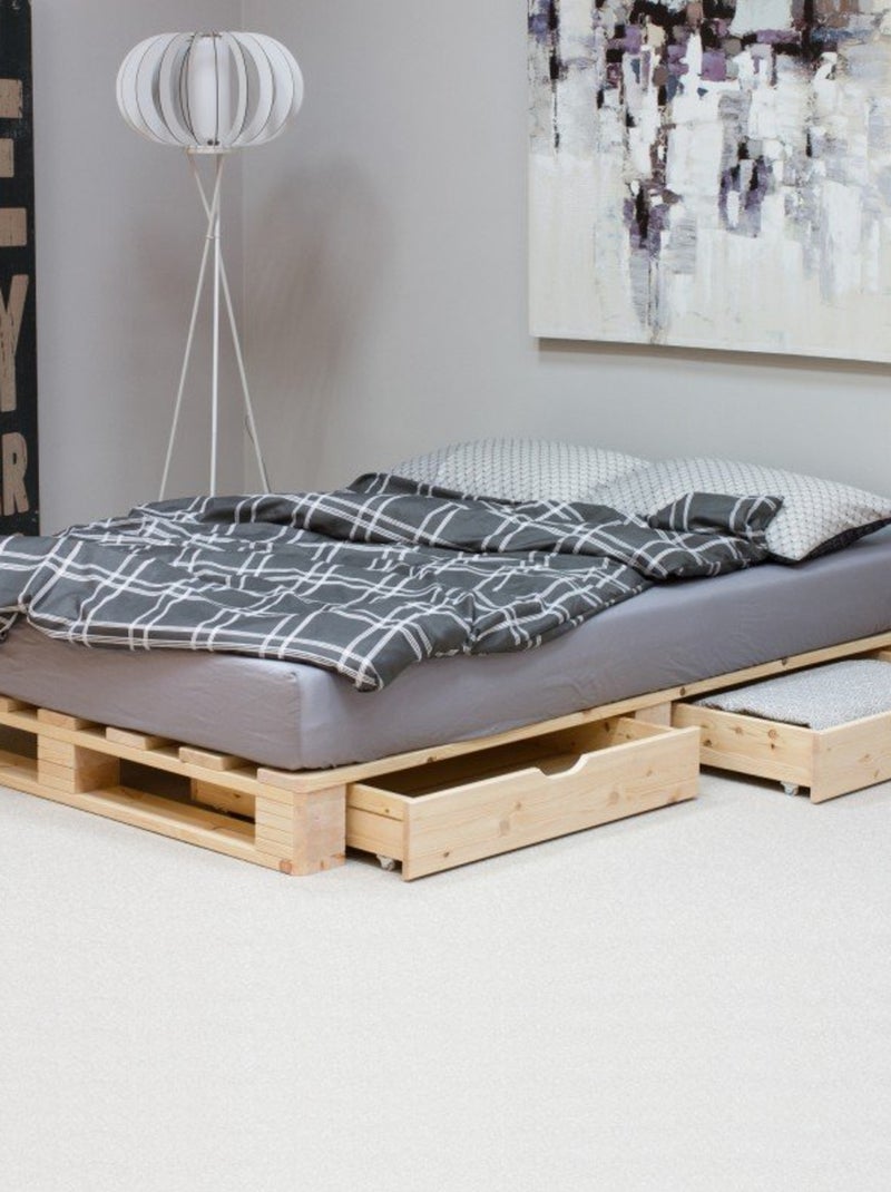 Lit palette pin massif  SIMÉON Bois naturel - Kiabi