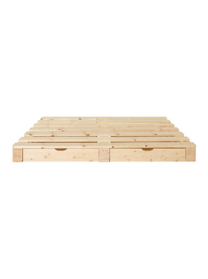 Lit palette pin massif  SIMÉON Bois naturel - Kiabi