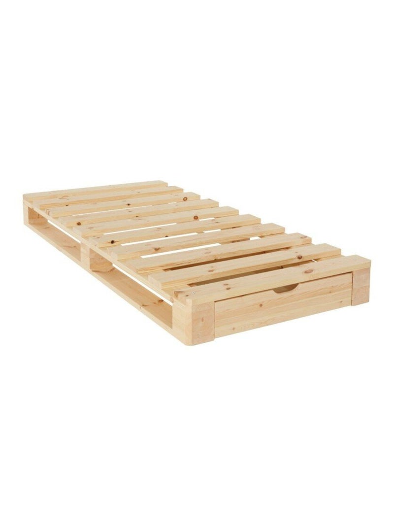 Lit palette pin massif  SIMÉON Bois naturel - Kiabi