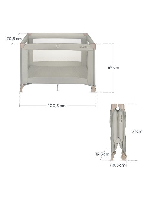 Lit parapluie 2en1 LIONELO Amelie - Parc bébé - Léger - Roulettes - 0-36 mois - Sac inclus - Kiabi