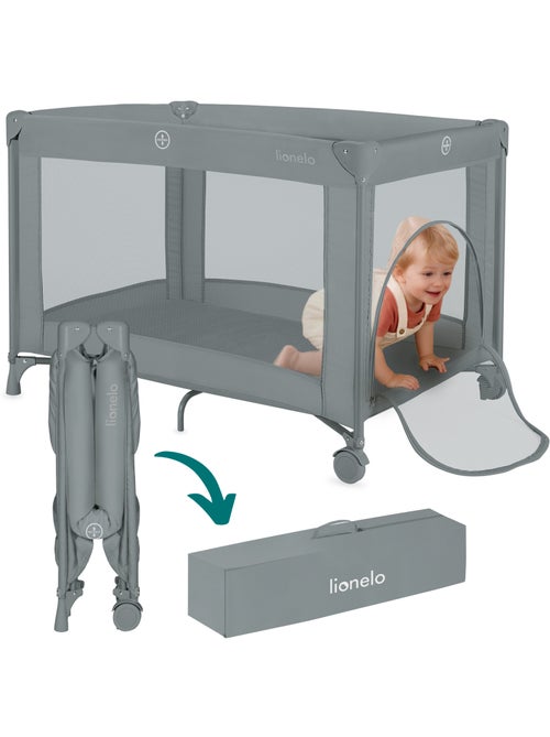 Lit parapluie 2en1 LIONELO Amelie - Parc bébé - Léger - Roulettes - 0-36 mois - Sac inclus - Kiabi